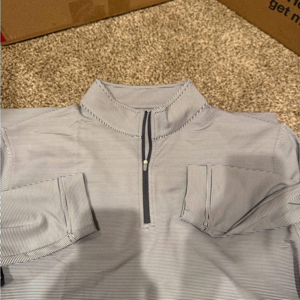 Peter Millar Striped Pullover in Navy and White